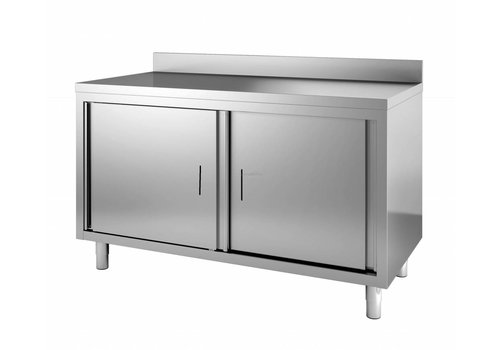  ProChef Meuble en Inox portes coulissantes avec rebord | 80 (L) x 70(P) x 85(H) cm 