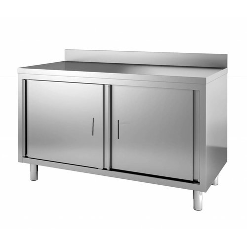  ProChef Meuble en Inox portes coulissantes avec rebord | 80 (L) x 70(P) x 85(H) cm 