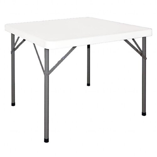  Bolero Table Carrée Pliante blanc structure acier 74x86x86cm 