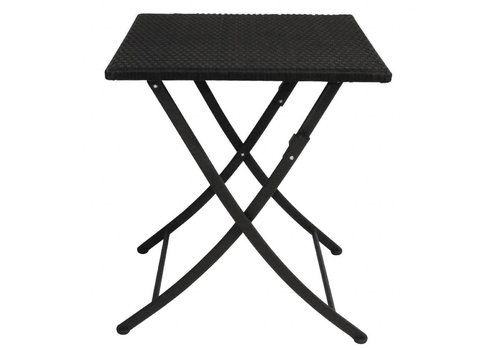 Bolero Table Carrée Pliante en Rotin structure acier 71(H)x60x60(P)cm 