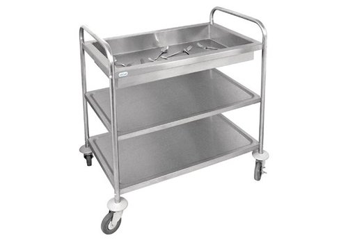  Vogue Chariot pour couverts | Inox | 3 plateaux | 940 x 855 x 535 mm 