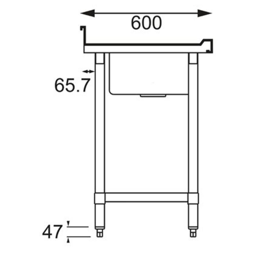 Plongeoir inox évier droit | 100x60x90 cm