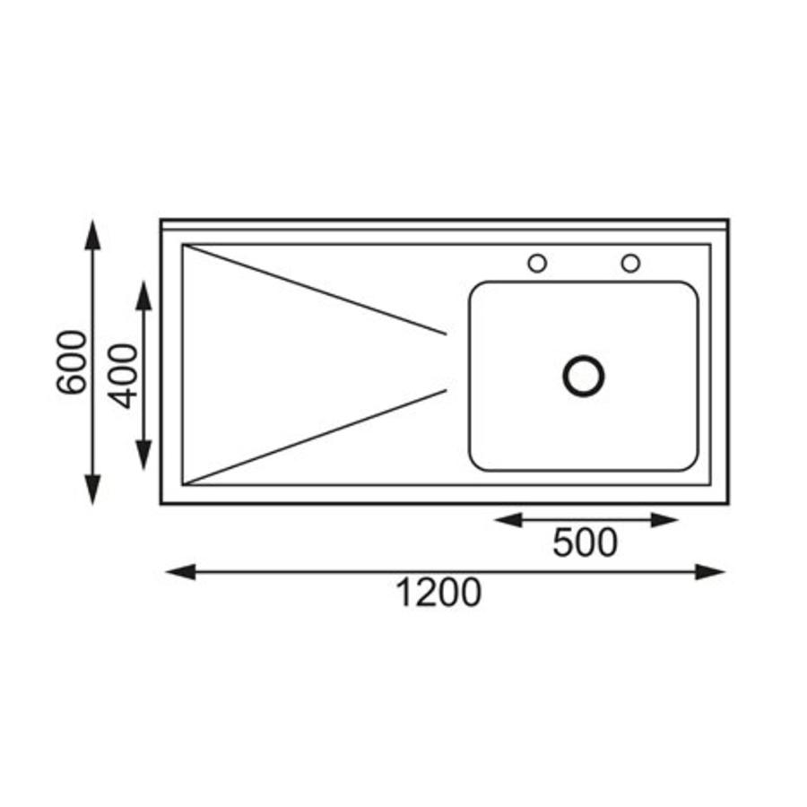 Evier inox droit | 120x60x90 cm