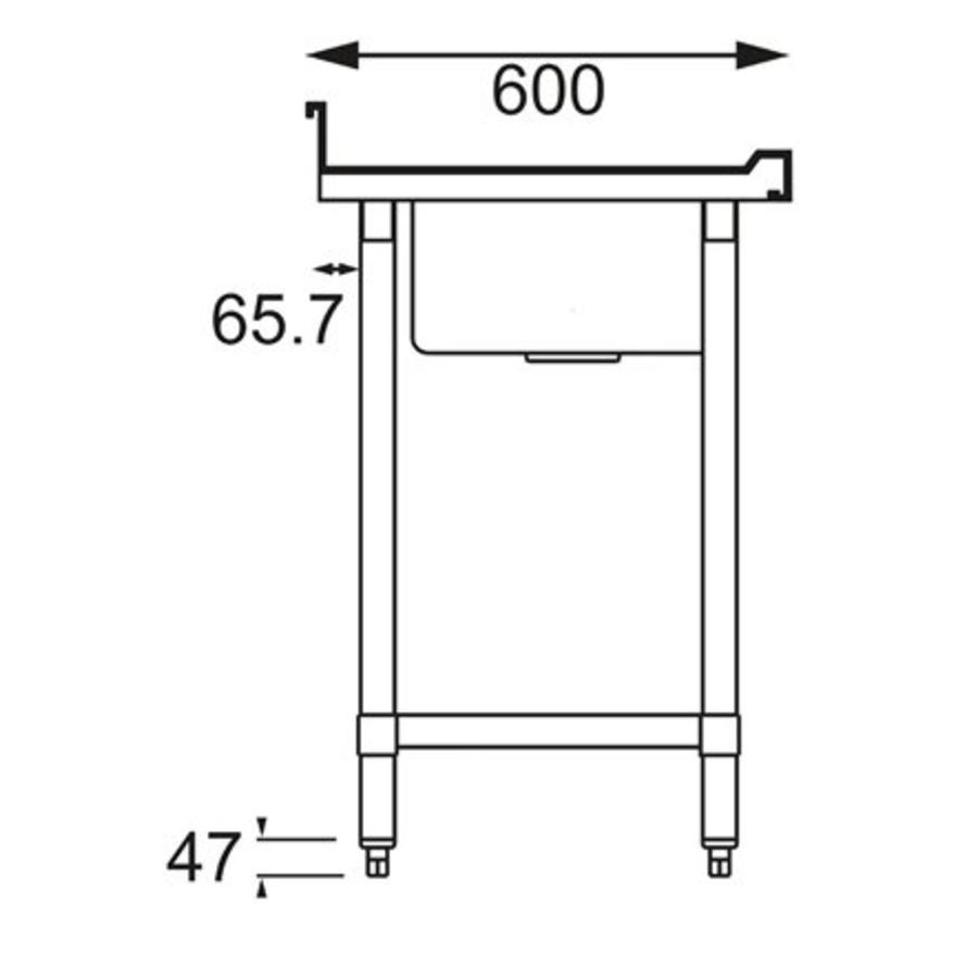 Evier inox droit | 120x60x90 cm