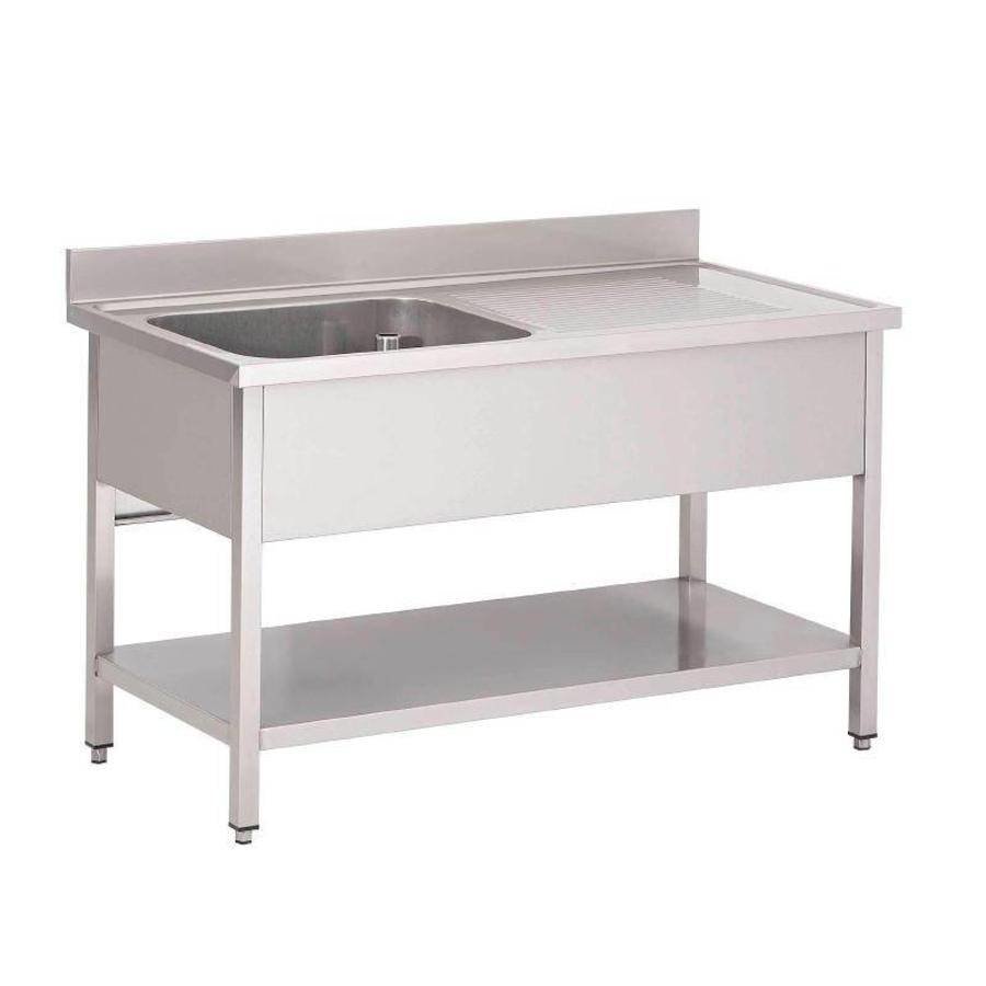 Plonge inox avec étagère basse 1 bac à gauche 1200 x 700 x 850mm