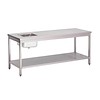 Gastro-M Table inox étagère basse évier inox 120Lx70Px85Hcm