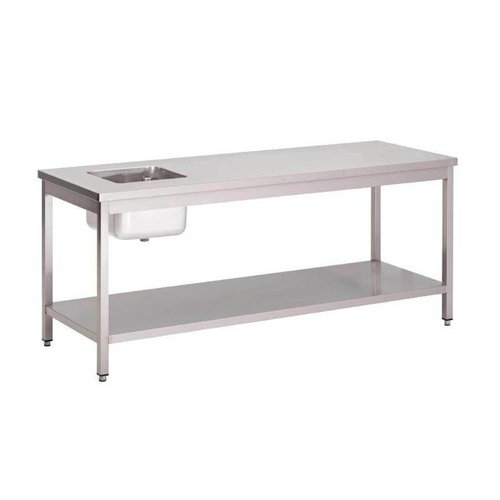  Gastro-M Table inox étagère basse évier inox 120Lx70Px85Hcm 