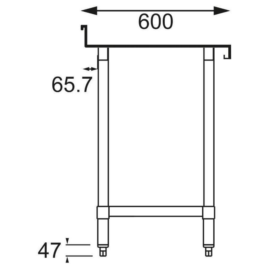 Table de préparation avec rebord en acier inoxydable