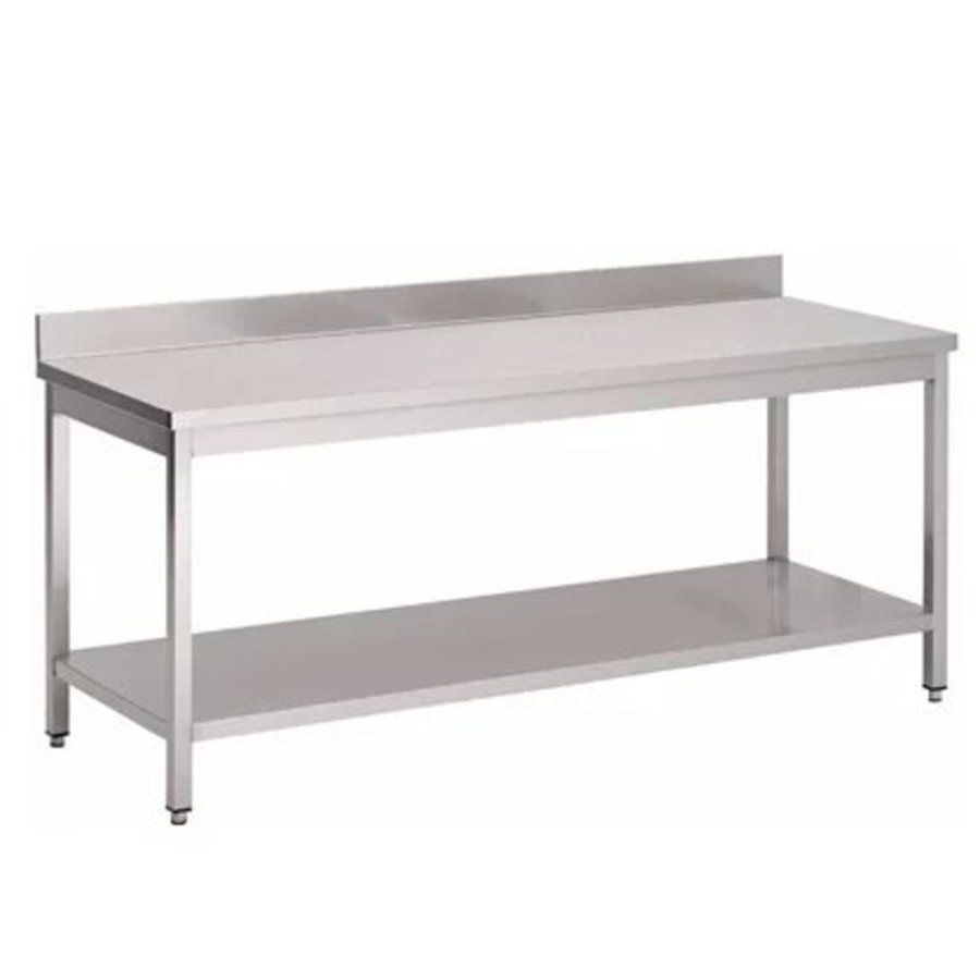 Table inox avec dosseret et étagère basse | 8 formats