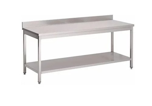  ProChef Table de préparation inox avec étagère basse et dosseret | 8 formats 