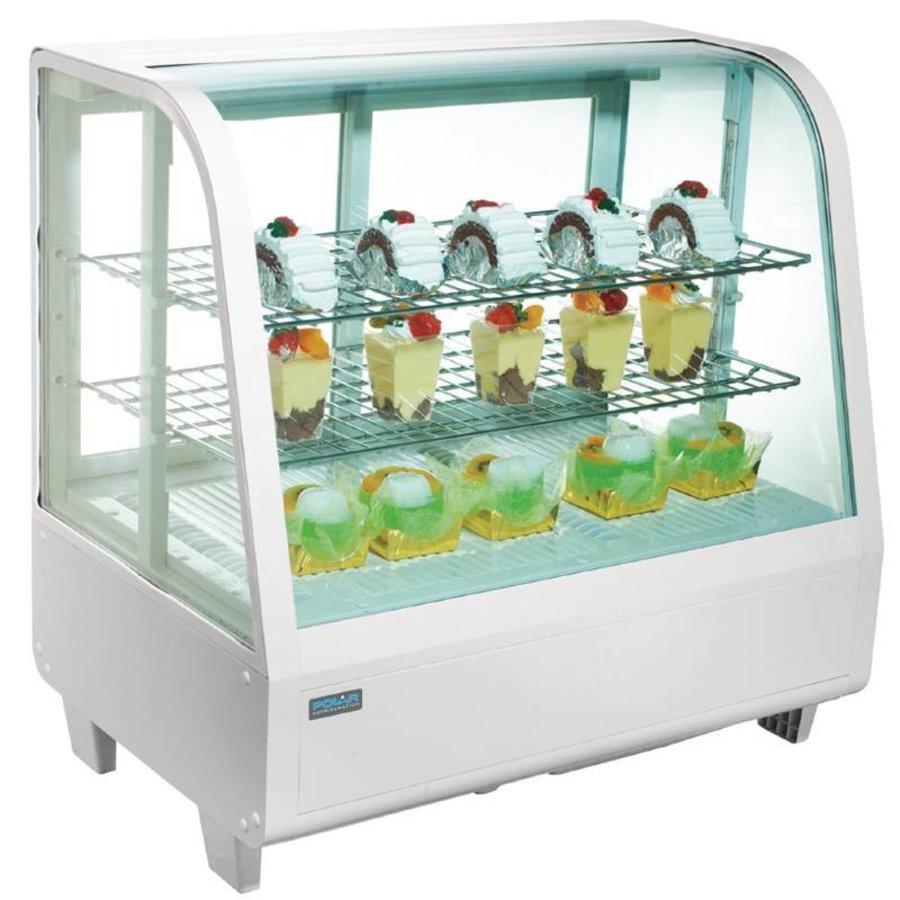 Vitrine réfrigérée de comptoir | Blanche | 100L - 675(H) x 682(L) x 450(P)mm