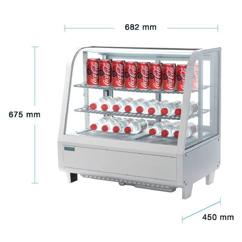  Polar Vitrine réfrigérée de comptoir | Blanche | 100L - 675(H) x 682(L) x 450(P)mm 