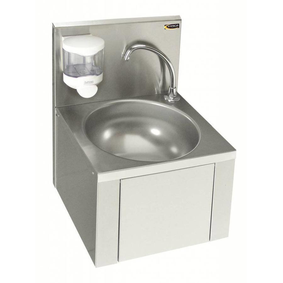 Lavabo |  Inox | Genouillère, robinet et distributeur de savon