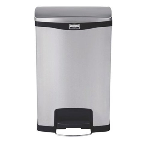  Rubbermaid Poubelle à pédale frontale inox Slim Jim 50L 