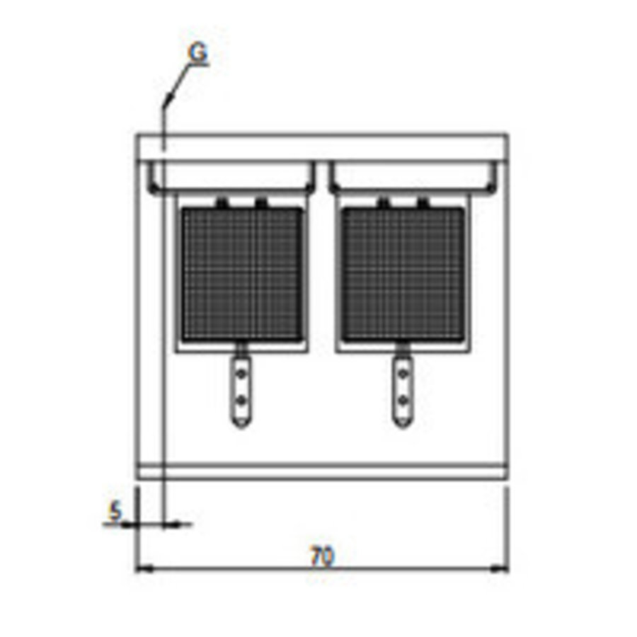 Friteuse au gaz | 2x8 Litre 11KW | 700x650x(H)280 mm