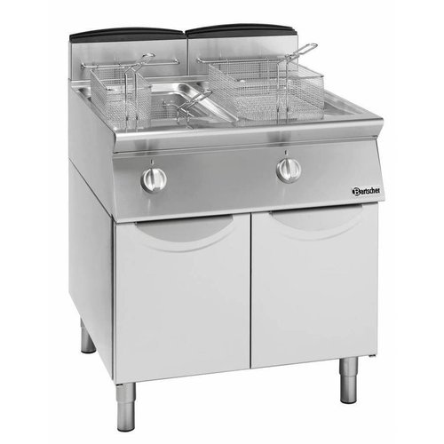  Gastro-M Friteuse à gaz avec sous-construction - 2 x 13 litres | L 600 x P 700 x H 850 mm | 18,8 kW 