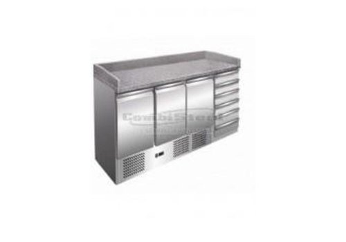  Combisteel Etabli à pizza 3 compartiments | 6 tiroirs 179,5(b)x70(d)x106(h) cm 