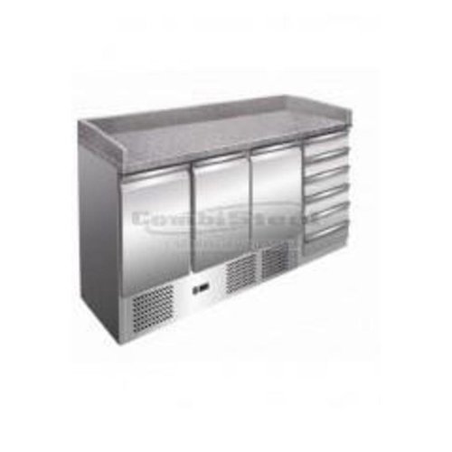  Combisteel Etabli à pizza 3 compartiments | 6 tiroirs 179,5(b)x70(d)x106(h) cm 