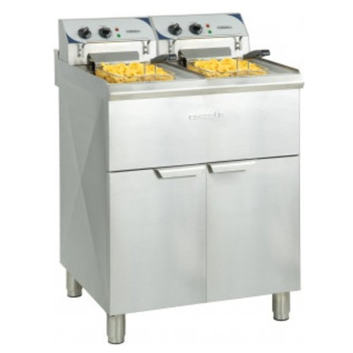  Casselin Friteuse électrique sur pieds 2 x 10 litres haut rendement | 60°C à 200°C | L 660 x P 700  x H 1080 mm | 2 x 9 000 W 