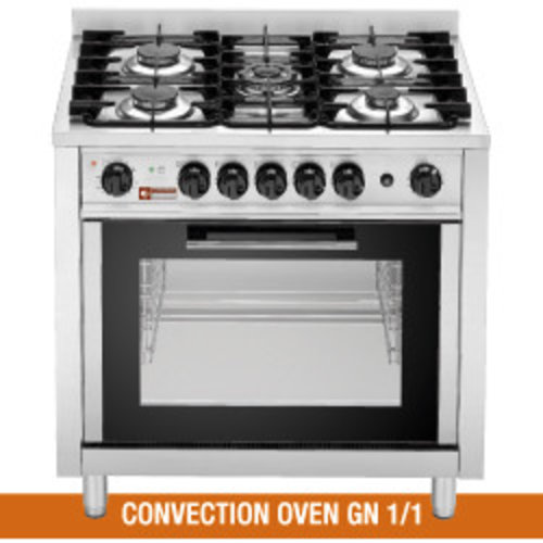  ProChef Fourneau 5 feux gaz, four à convection électrique 4x GN 1/1 