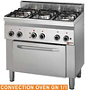 ProChef Fourneau 5 feux gaz, four à convection électrique 4x GN 1/1