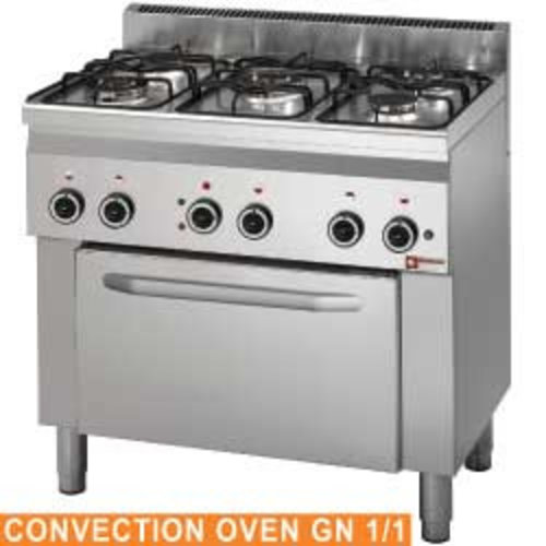  ProChef Fourneau 5 feux gaz, four à convection électrique 4x GN 1/1 