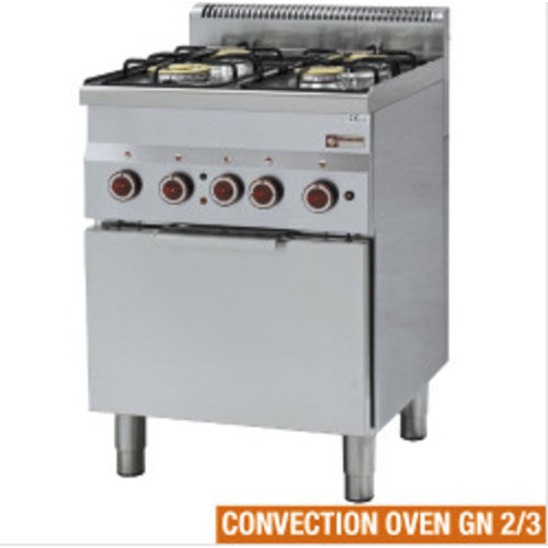  ProChef Fourneau 4 feux gaz et four convection électrique GN 2/3 