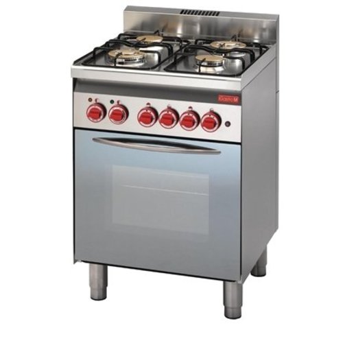  Gastro-M Fourneau 4 feux sur four gaz gril électrique porte vitrée 60/60CFG 