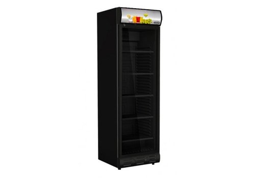  Combisteel Réfrigérateur vertical noir porte en verre | 382L 