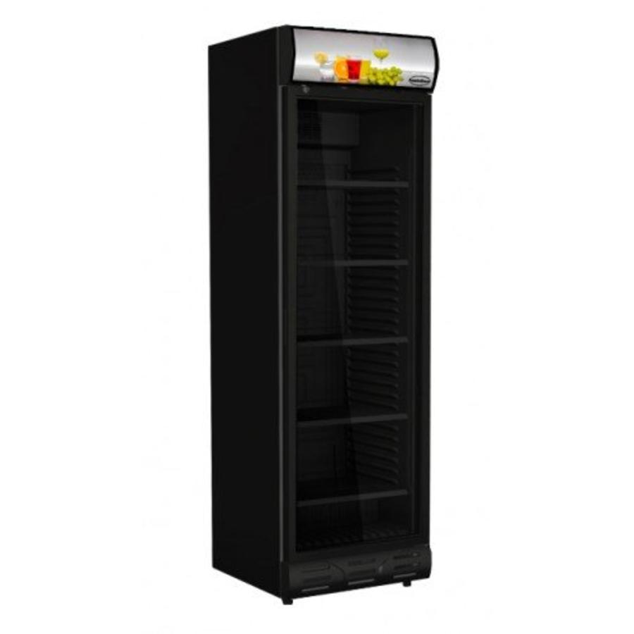 Réfrigérateur vertical noir porte en verre | 382L