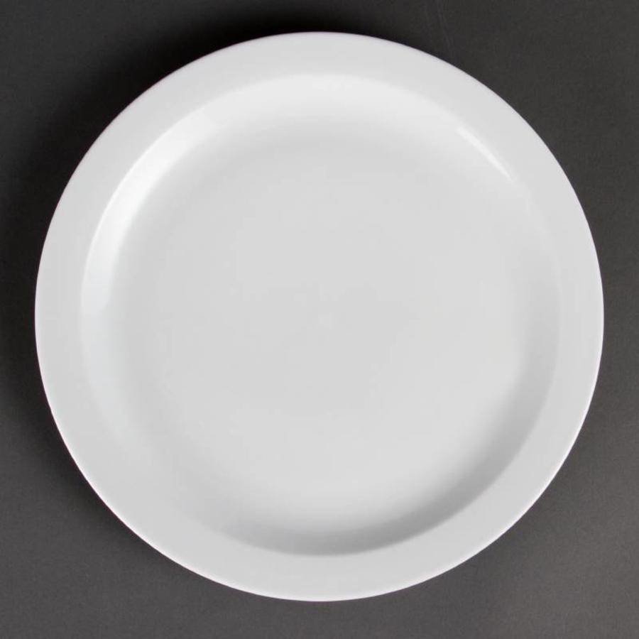 Assiette en porcelaine blanche bord étroit 28 cm (6 pièces)