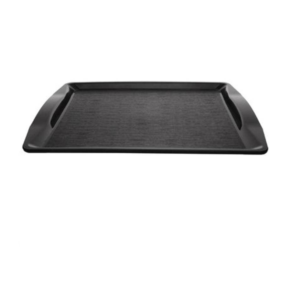 Plateau rectangulaire noir en fibre naturelle