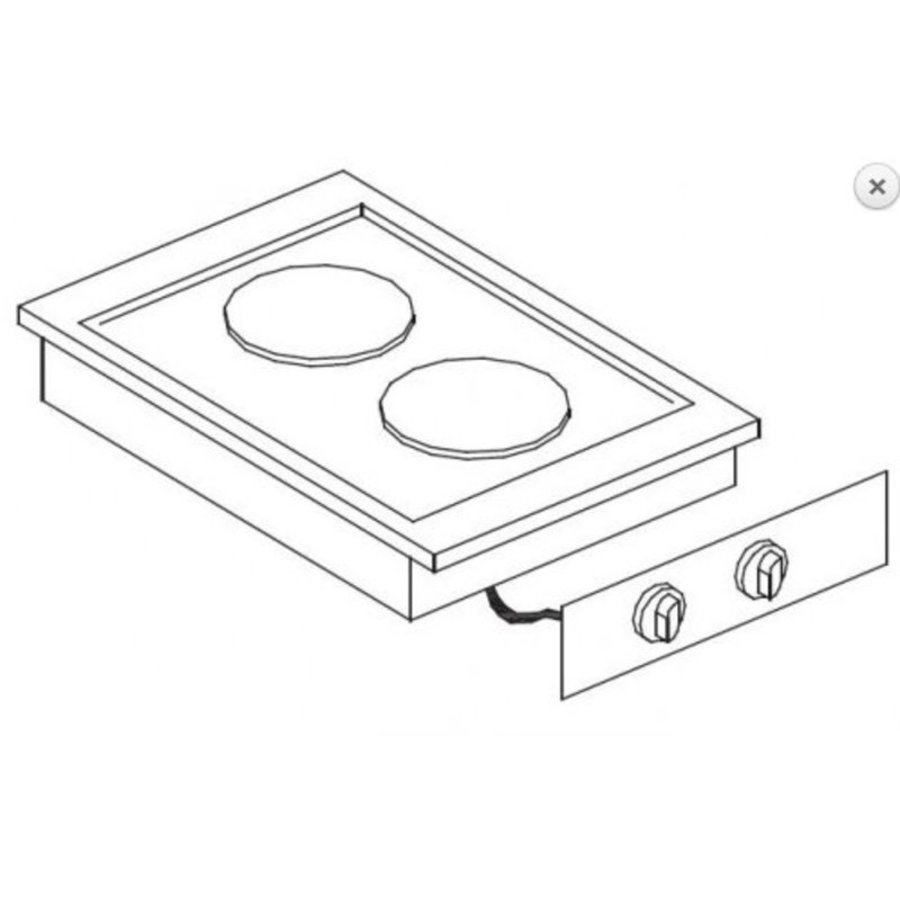 Plaque de cuisson Electrique encastrable 2 Plaques 40x60cm  4,1 kW