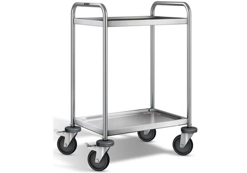  B.PRO Chariot de service en inox | 2 plateaux | 70x50x95 cm 