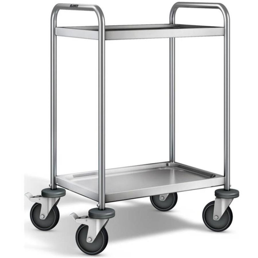 Chariot de service en inox | 2 plateaux | 70x50x95 cm