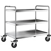 B.PRO Chariot de service en acier inox | 3 plateaux | 110x70x95 cm