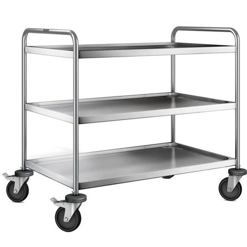  B.PRO Chariot de service en acier inox | 3 plateaux | 110x70x95 cm 