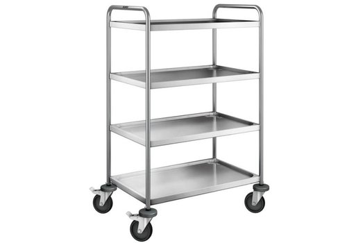  B.PRO Chariot de service en inox | 4 étagères | 90x60x129 cm 