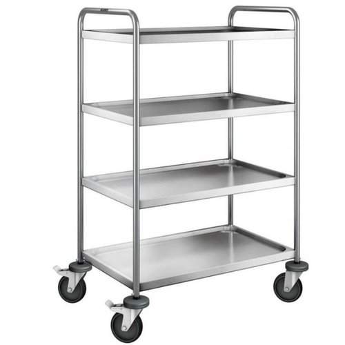  B.PRO Chariot de service en inox | 4 étagères | 90x60x129 cm 