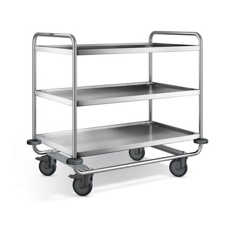 Chariot de service en inox | 3 plateaux | 110x70x101 cm