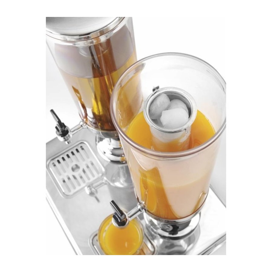 Distributeur Double de Jus de Fruits | Refroidissement par Glaçons | 2x 3 Litres | 415x315x(H)490mm