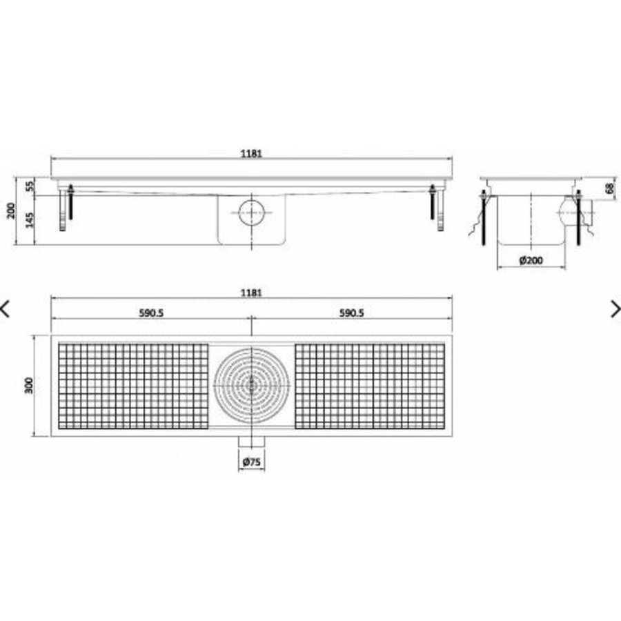 Caniveau de sol / 118,1*30*20 cm / En acier inoxydable