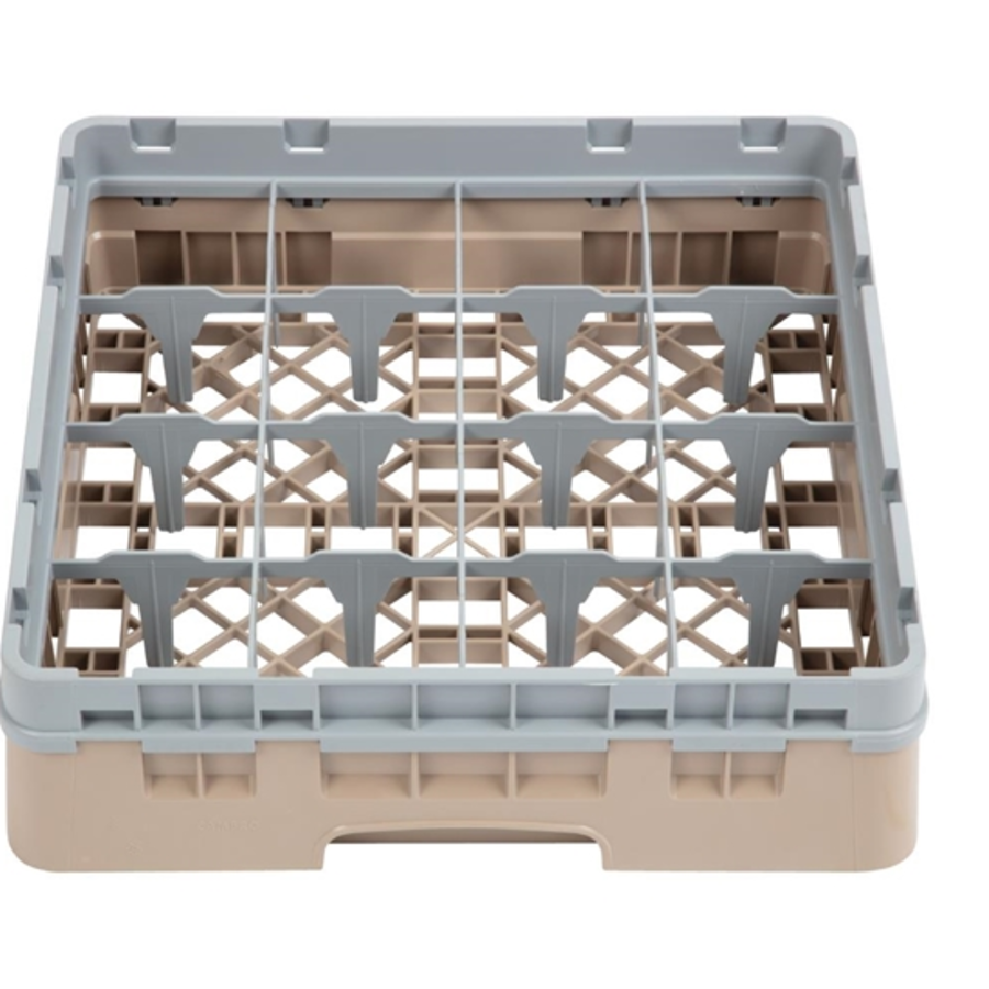 Casier à verres 16 compartiments Camrack Cambro beige hauteur max 92mm