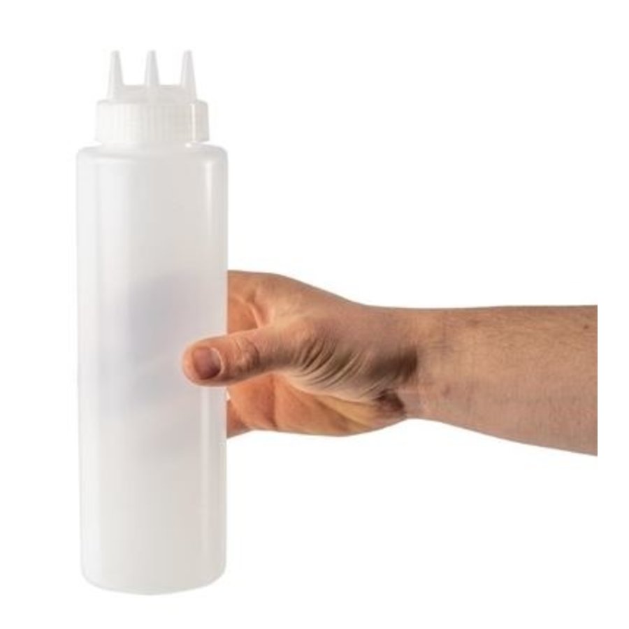 Bouteille souple transparente 3 embouts, 908ml