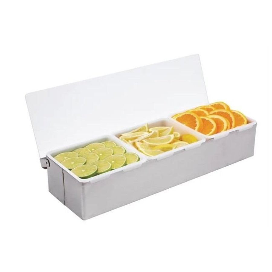 Boîte à 3 Compartiments | Inox | 76x460x152 mm