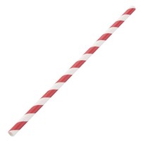 Pailles en papier compostables Fiesta Compostable rayées rouge et blanc | 210 x 6 mm (lot de 250)