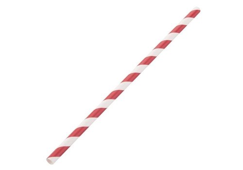  ProChef Pailles en papier compostables Fiesta Compostable rayées rouge et blanc | 210 x 6 mm (lot de 250) 