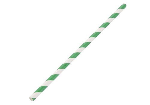  ProChef Pailles en papier compostables Fiesta Compostable rayées vert et blanc | 210 x 6mm (lot de 250) 