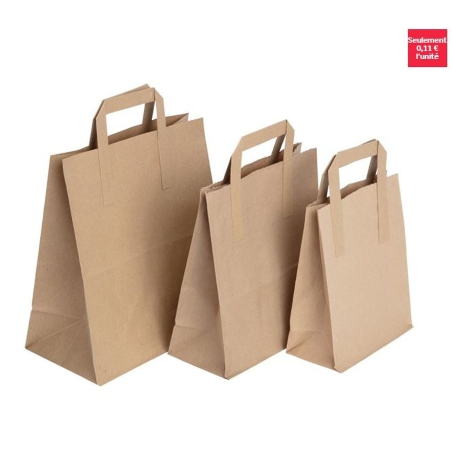 Sacs en papier recyclable marron | 255 x 215 x 115mm (lot de 250)