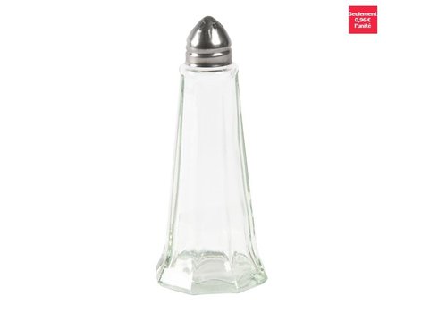 Salière ou poivrière carrée verre et inox 10 cm (12p.)